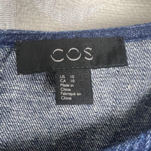 COS organic cotton hemp denim shift dress cuffed short sleeve summer classic 10 - Picture 9 of 11